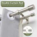 Double Curtain Rods 144-164 Inches for Windows, 1 Inch Diameter Adjustable Heavy Duty Drapery Rod with Aluminum Alloy Brackets and Finials, Modern Stylish Dual Curtains Rod, Brushed Nickel