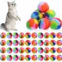 40 Pcs Soft Plush Cat Ball Rainbow Pom Pom Cat Toy Balls Fuzzy Puff Kitty Colorful Balls for Indoor Pet Cats Kitten Interactive Playing Exercising Training Favorite Toy Lightweight