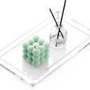 DINGHUO Bathroom Vanity Perfume Tray Acrylic Rectangle Soap Holder for Countertop, Clear Kitchen Sink Organizer for Candle, Jewelry, Keys - 1 Pack