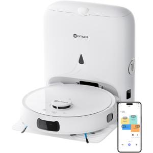 V5 Robot Vacuum and Mop, Self-Emptying Robotic Vacuum Cleaner, 8500Pa Suction, Pet Hair Tangle Cutter, Laser Navigation, Cat Laser, Carpet Detection, Ideal for Hard Floor, Tile, and Carpet