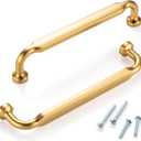 10 Pack 5 Inch Hole Centers, Brushed Gold Cabinet Pulls Gold Cabinet Handles Gold Kitchen Hardware for Cabinets ZP2302 Drawer Bedroom Dresser Bathroom Vanity Cupboard