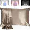 GOLDEN HOUR 100% Mulberry Silk Pillowcase for Hair and Skin  Queen Size Highest Grade 22 Momme Real Silk Pillowcase with Zipper Closure, Gift-Box Ready  Beige Gold