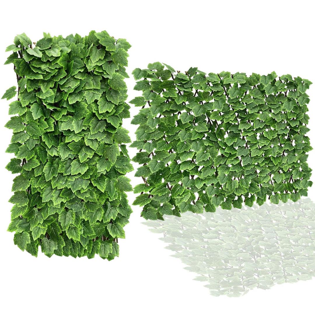 86 York Expandable Fence Privacy Screen Faux Ivy Decorative for Outdoor Garden Wall Patio Balcony, Artificial Hedge Lattice Fencing(Single Sided Leaves)