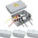 Hrensaw IP54 Large Outdoor Electrical Box w/ 8 Cable Seal Entry, Bundle w/ 3 Small Weatherproof Extension Cord Safety Box, Protect Power Strip, Timer Outlet Plug, Holiday Lights Decoration, Grey