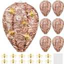 6 Pcs Wasp Nest Decoys, Hanging Fake Wasp Nests with 12 Simulated Bees and Adhesive Dots, Paper Hornet Nest Decoys Deterrent for Outdoor Patio Eaves Garden Home Yard(Vintage)