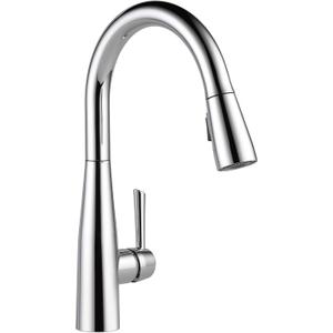 Delta Essa Chrome Kitchen Faucet with Pull Down Sprayer, Modern Single Hole Kitchen Sink Faucet, Single Handle, Chrome 9113-DST