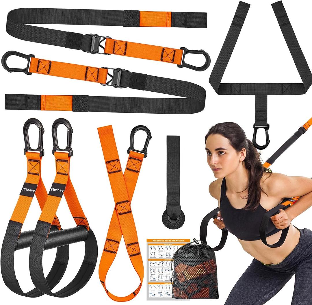 Home Resistance Training Kit, Suspension Trainer Straps with Adjustable Extension, Door Anchor, and Carry Bag – Strength Training Equipment for Full Body Bodyweight Workouts at Home or Outdoors, One Size