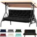 Porch Swing Cushions, Waterproof Swing Cushions Replacement with Backrest, Outdoor Swing Bench Cushions 2-3 Seater Replacement for Patio Furniture 60x40 (Black)