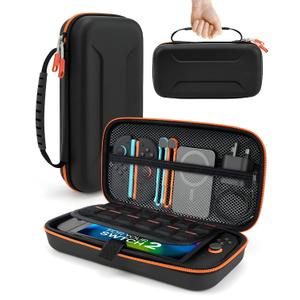 TRANSNOVO Carrying Case Compatible with Nintendo Switch 2 Console & Charger, Shockproof Hard Shell Protective Cover Portable Travel Case with Game Card Slots & Inner Pocket for Accessories, Black