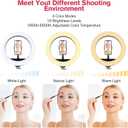 18 inch LED Ring Light with Tripod Stand Dimmable Makeup Selfie Ring Light for Studio Portrait YouTube Vlog Video Shooting with Carrying Bag and Remote Controller, CRI 90