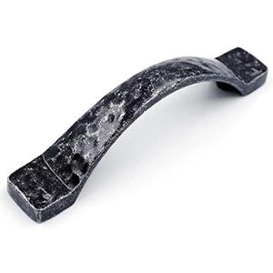 Jetland Arched Hammered Cabinet Pulls - 6-Pack, Iron Scratches, 3" Hole Centers, Rustic Solid Cast Handle Pulls for Dresser Nightstand Furniture, HT0611AS76