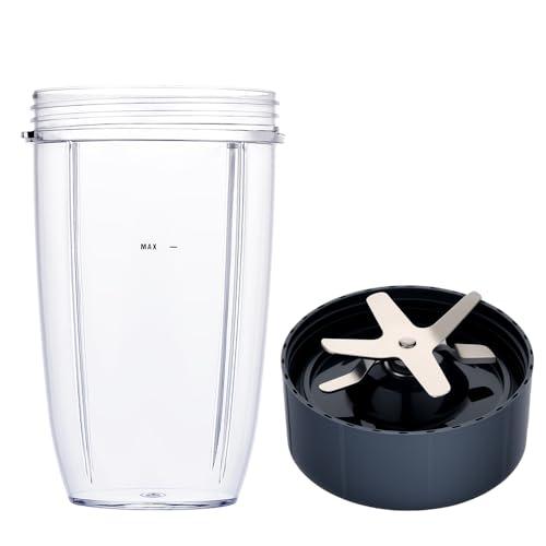 Upgrade Blender Cup and Blade Fit for Nutribullet 600w/900w, Replacement Parts 24oz Cup and Extractor Blade, Blender Accessories (2 Pcs)