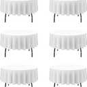 BRILLMAX 6 Pack White Round Tablecloths 70 Inch - Circle Bulk Linen Polyester Fabric Washable Table Cloth Cover for Wedding Reception Banquet Birthday Party Buffet Restaurant (70 In, 6 Pack)