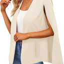 Women's Cape Blazer Split Long Sleeve Open Front Blazer Jacket Business Casual Suit Tops Cardigan Coats Apricot (L)