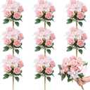 Riceshoot 8 Bundles Pink Artificial Lily Rose Flowers Wedding Flower Bouquet Realistic Silk Flowers Faux Lily and Rose for Wedding Centerpieces Flower Arrangement Home Decor