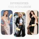 Larcenciel Metallic Patent Leather Clutch Purses for Women, Fashion Curved Flap Envelope Evening Handbags w/Chain Party Bags
