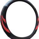 Alusbell Microfiber Leather Steering Wheel Cover Breathable Auto Car Steering Wheel Cover for Women and Men Universal 15 Inches Red