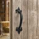 The Metal Magician 7 Inch Barn Door Handles, Pack of 2, Garage Door Handles Decorative, Hardware Rustic FDL Design Black Cast Iron Handle, Fence Gate, Metal Gate Outdoor, Outdoor Kitchen Cabinets