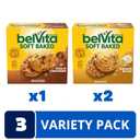 belVita Soft Baked Breakfast Bars Variety Pack, Banana Bread and Oats & Chocolate, 3 Boxes of 5 Packs (1 Biscuit Per Pack) BBD: 06/06/26 