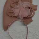 DRESHOW Women Fascinator Hats Tea Party Hat Vintage Pillbox Hat Headband for Cocktail (1 Pc: Light Pink Feather Flower)