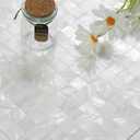 Peel and Stick Backsplash Mother of Pearl Tile, Yew & Tulip Self-Adhesive Natural Nacre Shell Seamless 12 x 12 Mosaic Sheet for Kitchen Backsplash Home Decor (Ivory White, 1 Sheet/Box, 1 sq.ft.)