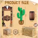 7 Pcs Western Cowboy Rodeo Party Decoration Kit Hay Bales Boxes Inflatable Cactus Prop Decor Western Backdrop Banner Wagon Wheel Village Accessories for Birthday Party Decoration Photo Props