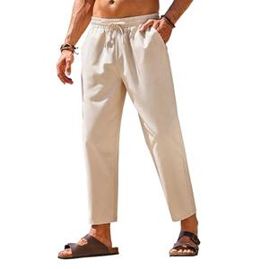 COOFANDY Mens Linen Pants Casual Straight-Legs Trousers Regular Fit Yoga Beach Hippie Summer Pants, XL
