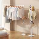 Clothes Drying Rack Clothing Foldable Clothes Rack, Portable Metal Garment Stand, Convertible Double Coat Hanger Rack for Bedroom, Laundry Room