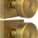 2 Pack Antique Brass Door Knob Dummy Door Knobs Vintage Door Knobs Interior, Old Style Door Knob Square Door Knob Antique Door Handle for Hall Pantry Closet Door Knob