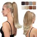 Clip in Ponytail Extension 18 Inch Pony Tails Hair Extensions for Women Long Straight Curly Tail Ponytail Hair piece Synthetic Fake Versatile Pony Gloden Blonde and Beach Blonde Tips