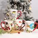 Topadorn Christmas Mugs Set of 4, Festive Coffee Cups with Handle, 18 oz Ceramic Coffee Cups - Gift for Family and Friends, Ideal for Holiday Party, Hot Chocolate, Tea