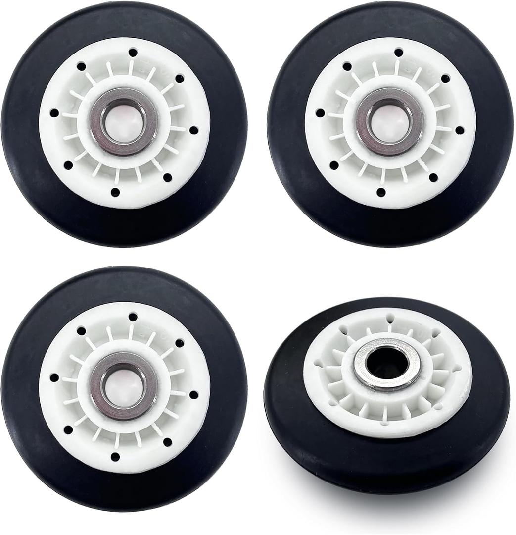 Dryer Drum Roller 4581EL3001E - Replacement Part Fit for l-g & ken-more Dryers, Heavy-Duty Rubber & Metal, Reduces Noise, Enhances Efficiency, Easy to Install (Pack of 4)