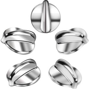 WB03K10303 Upgraded Surface Burner Control Knob for GE Stove Knobs, Stainless Steel, Heavy Duty Metal, Replaces Part # WB03K10208, AP4980246, 1810427, AH3486484, EA3486484 (5 Pack)