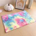 Rainbow Faux Fur Striped Plush Area Rug for Bedroom Living Room Sofa,2'x3' Fluffy Shaggy Rectangular Square Rug for Kids Teen Girls Room,Furry Carpet Rug for Nursery Baby Room