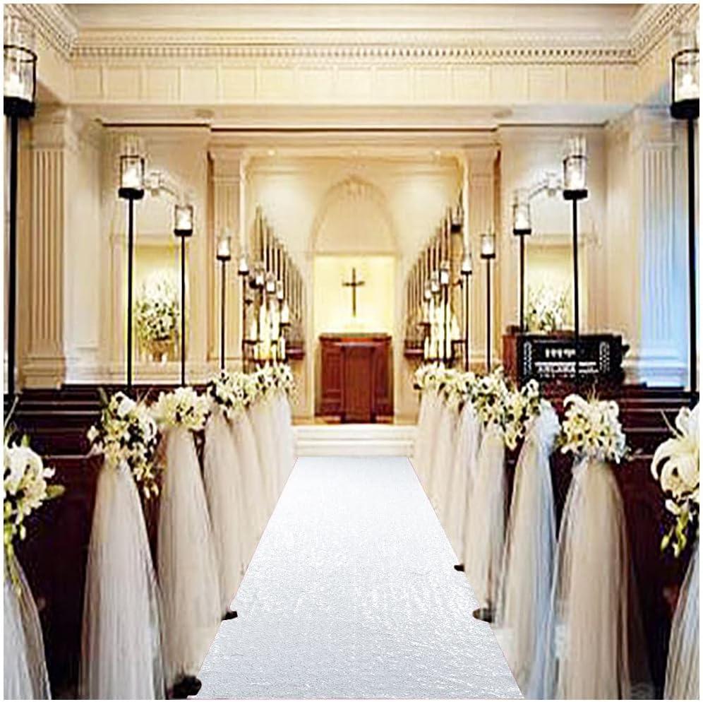 Partisout Runners for Weddings 2FTx15FT Sequin Walkway Carpet Glitter Rustic Outdoor Rug Runner for Ceremony Payette Sparkly Carpets (White)