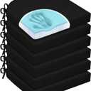 HOMELYSIAN Chair Cushions for Dining Chairs, Non Slip Chair Pads with Ties and Washable Covers, Memory Foam Kitchen Chair Cushions Set of 6, 16"X16"X2.5", Black