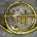Lewtemi Gold Horn Musical Instruments Toy for Kid Toddler Fake Plastic Preschool Music Toy Gift Portable Wind Instrument Early Educational Teaching Songs Gifts for Toddlers Children