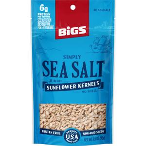 BIGS Jumbo Sunflower Kernels, Simply Sea Salt Flavor, 3.5 oz. (Pack of 6)