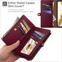 XcaseBar for S24 5G Wallet case with Zipper Credit Card Holder RFID Blocking,Flip Folio Book PU Leather Shockproof Protective Cover Women Men for S24 Phone case Wine Red