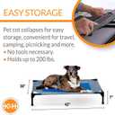 K&H Pet Products Coolin' Pet Cot, Outdoor Cooling Elevated Dog Cot for Large Dogs, Raised Bed with Cool-Core Center, Portable Pet Platform with Heavy-Duty Metal Frame - Large Gray/Blue