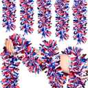 50FT 4th of July Patriotic Tinsel Garland, Red Blue White Glitter Tinsel Garlands, Metallic Holiday Hanging Streamers for Memorial Day Independence Day Indoor Outdoor Party Décor