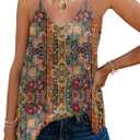 SUNAELIA Chiffon Cami V Neck Tank Tops for Women Loose Fit Flowy Spaghetti Strap Camisole Summer Casual Sleeveless Shirts (Large, Multicolor 721)