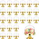 24Pcs Mini Cupcake Stand Mini Cake Stand with Lid Dessert Display Covers Cupcake Stands Chocolate Candy Plate with Dome Cover for Birthday Wedding Holiday Baby Shower Tea Party Supplies (Gold)