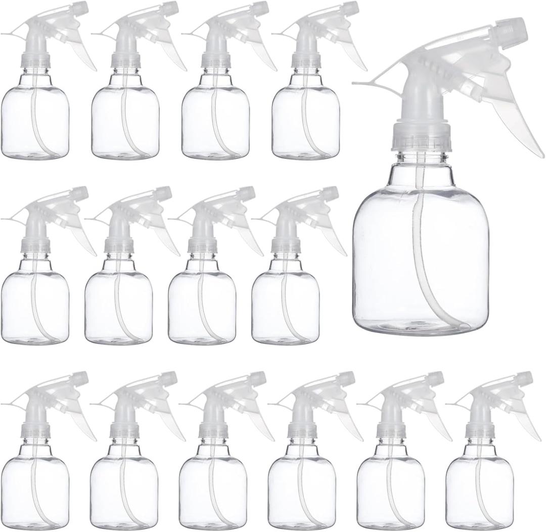 24 Pcs Refillable Spray Bottles, Small 8 oz Plastic Spray Bottles with Adjustable Nozzles for Gardening, Hair Care, Cleaning
