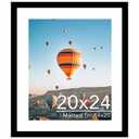JCJMY 20x24 Picture Frame with 16x20 Mat, Display Photo 16x20 with Mat or 20 x 24 Without Mat, Wall Hanging Large 20 by 24 Poster Frame with Plexiglass, Black
