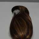 Ponytail Extension  16 Claw Clip in Ponytail Hair Extensions Natural Soft Synthetic High Pony Tail Hairpieces for Women (Dark Brown with Highlights, 16 inch)