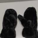 Women Girls Winter Faux Fur Mittens Plush Full Fingers Mittens Warm Gloves Ski Hiking Cycling Gloves Furry Mitten (Black)