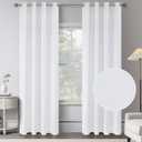 KEQIAOSUOCAI Pure White 100% Blackout Linen Curtains 80 Inches Long 2 Panels for Bedroom,Modern Farmhouse Full Black Out Room Darkening Thermal Insulated Window Curtain Panels W50 x L80 Inch Length