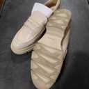 JENN ARDOR Women's Chunky Loafers Slip On Lug Sole Penny Loafer Comfort Casual Round Toe Mid Heels Platform Work Shoes (8.5 US, White)