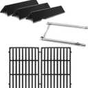 Grill Parts Replacement for Weber Spirit, 7635 Flavor Bars and 69785 Grill Burner Tubes 7637 Grill Grate for Weber Spirit I & II 200 with Front Control, Spirit E210, E220, S210, S220